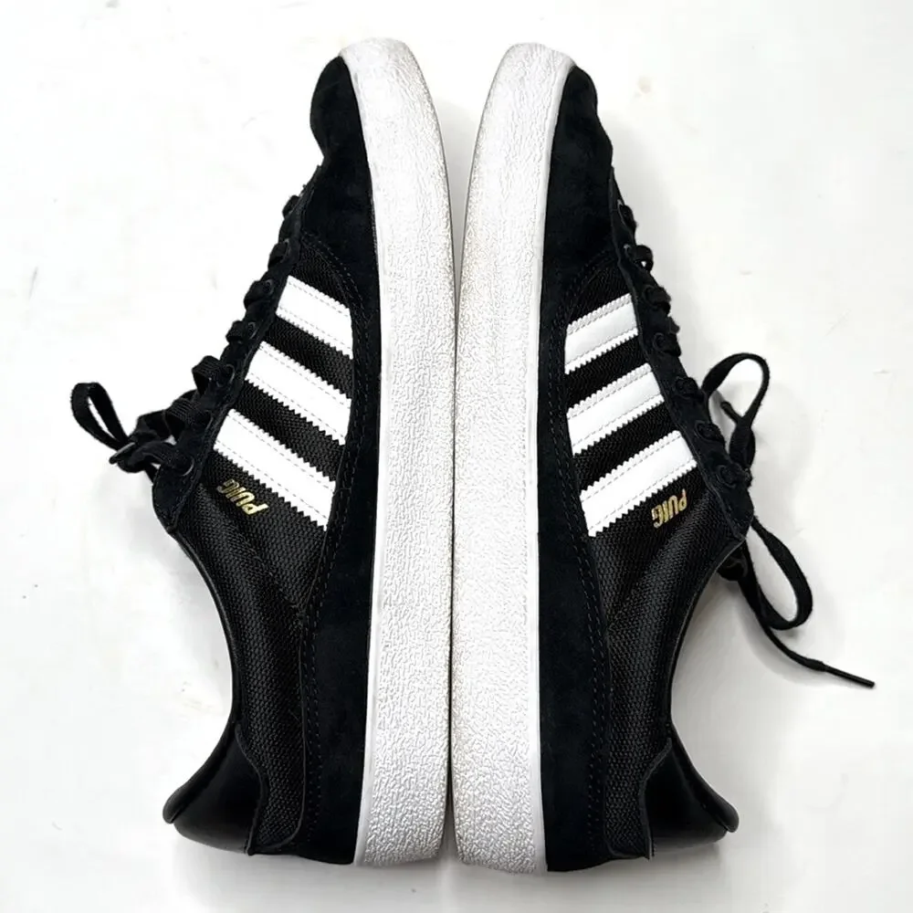 Adidas Men’s Puig Indoor Shoes Black White Stripe Sneaker S-348 Sz 10.5